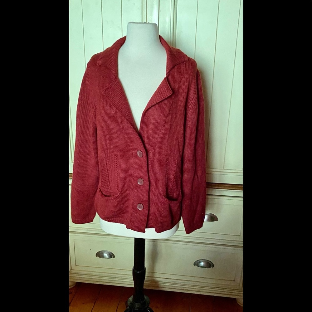 Hekla and Co Rust Shawl Collar Cardigan Sweater Made in Italy Size XL
